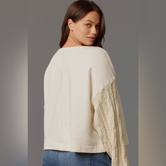 NWT PILCRO Ivory Sweater Sleeve Top Size Small - Picture 3 of 16